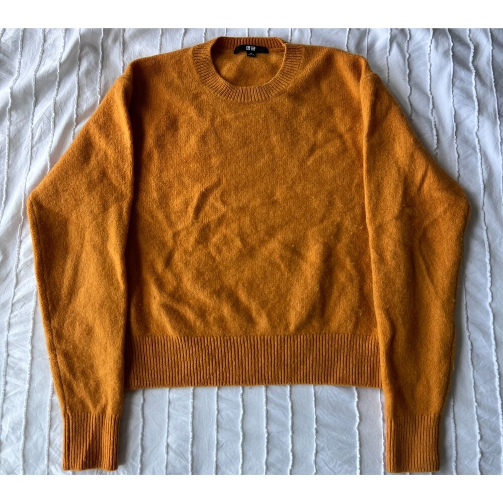 Uniqlo Orange 100% Wool Crew Neck Pullover Sweater Womens XS M4